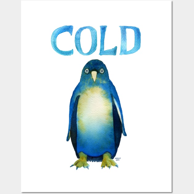 Cold Bird. Cold AF Penguin. Wall Art by dotsofpaint